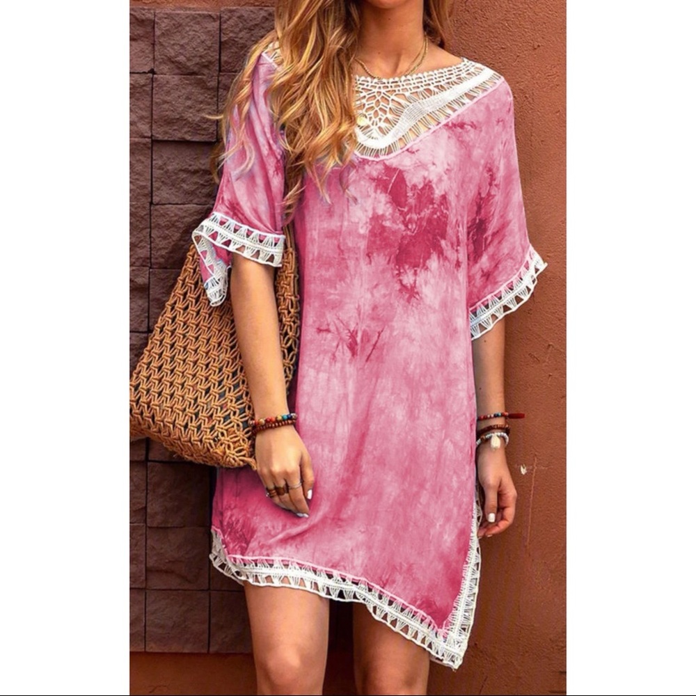 Pink tie dye cover up